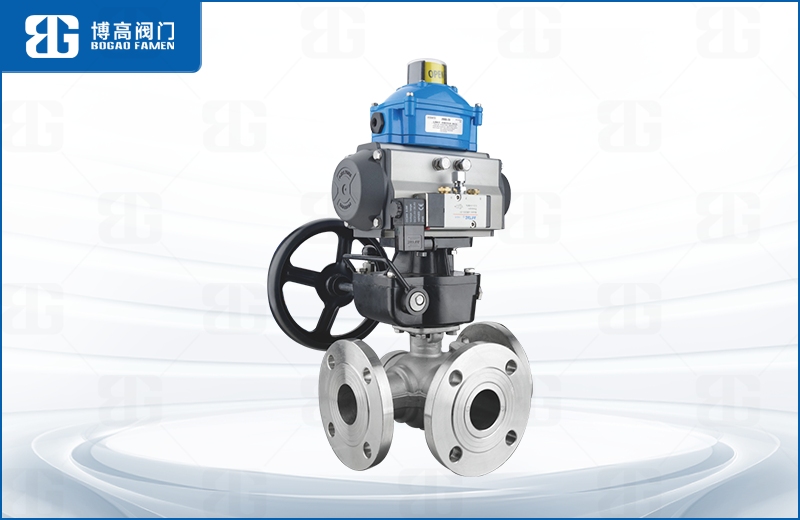 氣動三(san)通法蘭球閥(fá)